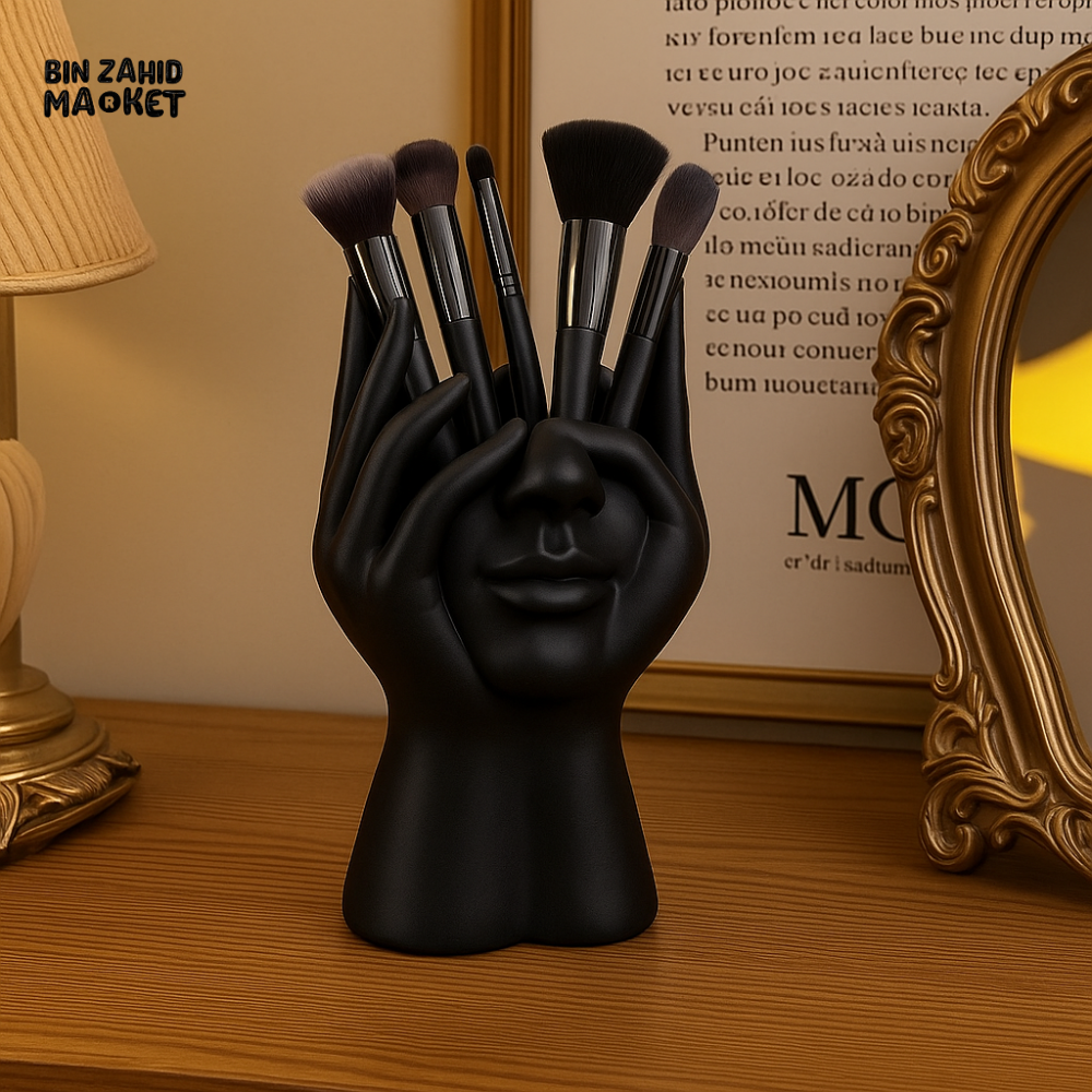 CREATIVE HUMAN BODY ART PEN & BRUSH HOLDER – MULTIFUNCTIONAL DESKTOP STORAGE OFFICE SUPPLIES ORGANIZER & MAKEUP BRUSH HOLDER DECORATION - BLACK