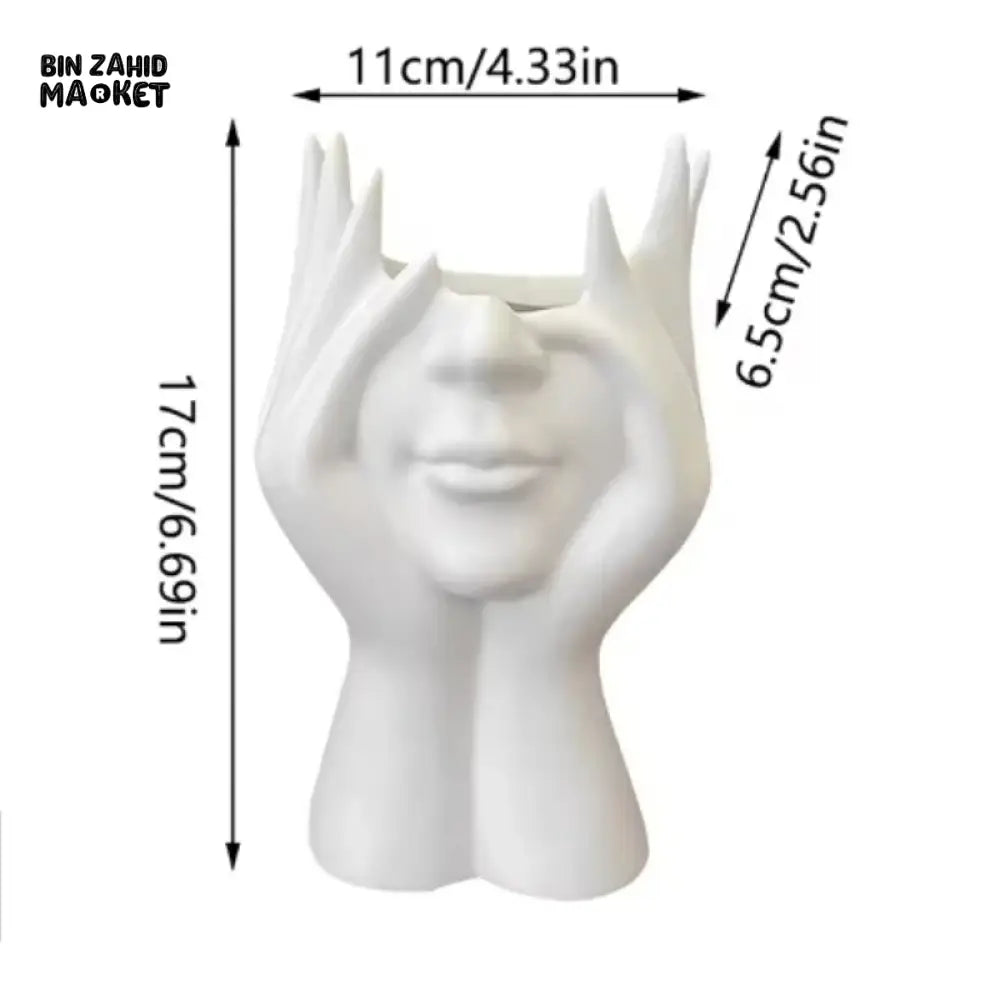 CREATIVE HUMAN BODY ART PEN & BRUSH HOLDER – MULTIFUNCTIONAL DESKTOP STORAGE OFFICE SUPPLIES ORGANIZER & MAKEUP BRUSH HOLDER DECORATION - WHITE