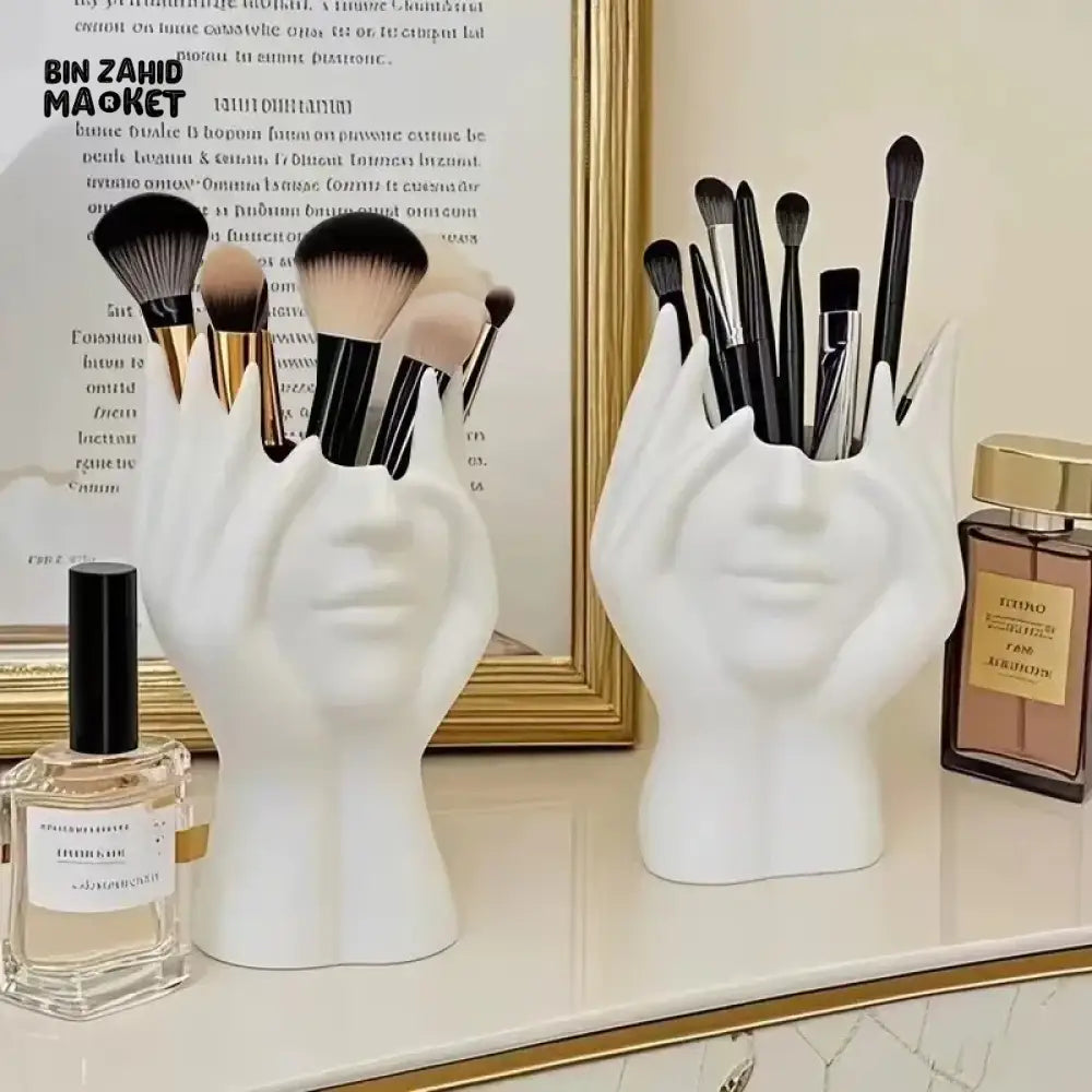 CREATIVE HUMAN BODY ART PEN & BRUSH HOLDER – MULTIFUNCTIONAL DESKTOP STORAGE OFFICE SUPPLIES ORGANIZER & MAKEUP BRUSH HOLDER DECORATION - WHITE