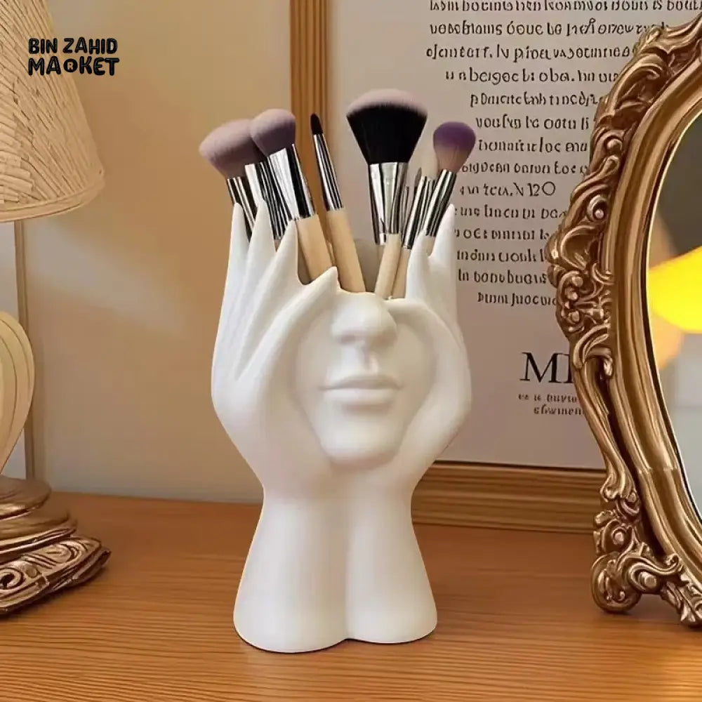 CREATIVE HUMAN BODY ART PEN & BRUSH HOLDER – MULTIFUNCTIONAL DESKTOP STORAGE OFFICE SUPPLIES ORGANIZER & MAKEUP BRUSH HOLDER DECORATION - WHITE