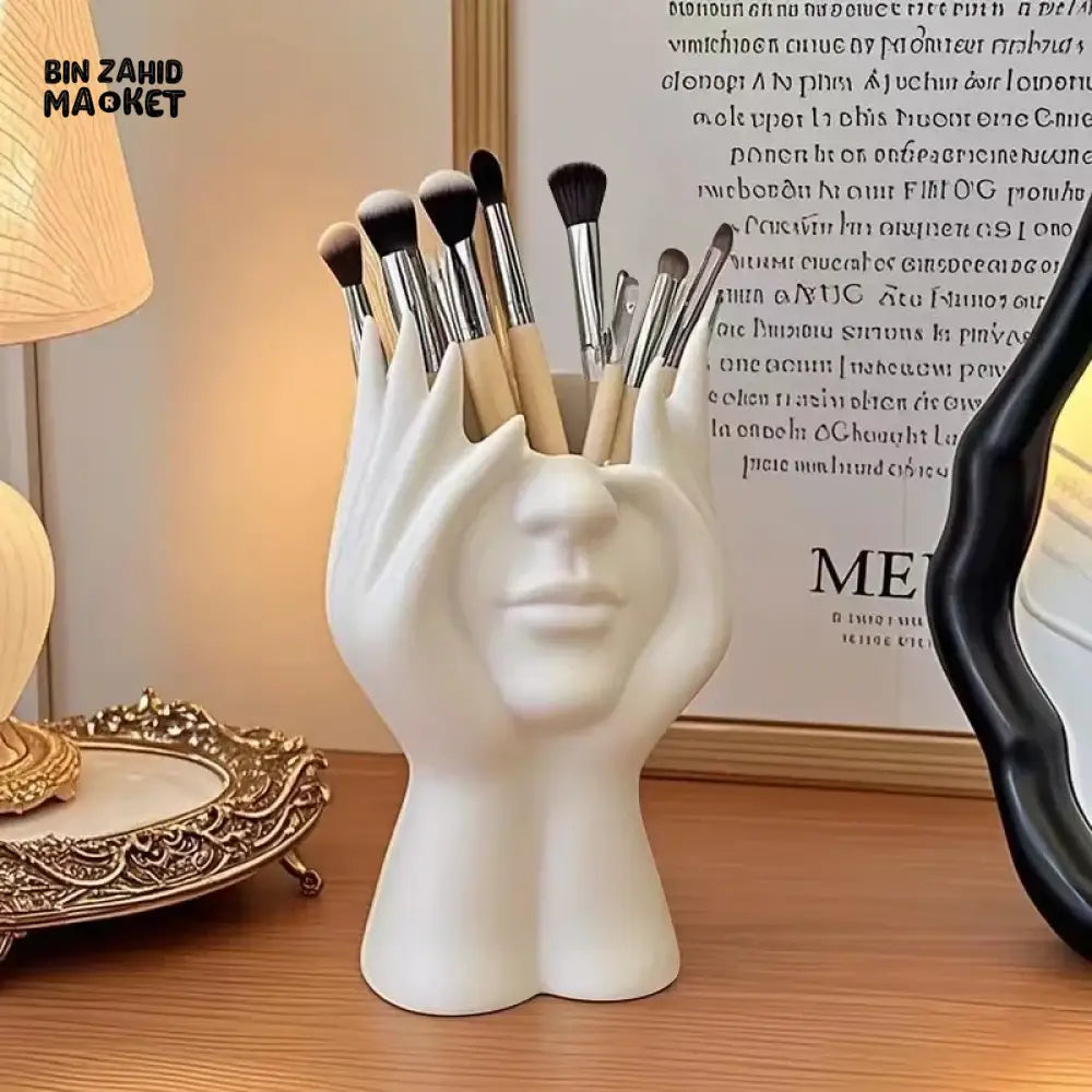 CREATIVE HUMAN BODY ART PEN & BRUSH HOLDER – MULTIFUNCTIONAL DESKTOP STORAGE OFFICE SUPPLIES ORGANIZER & MAKEUP BRUSH HOLDER DECORATION - WHITE
