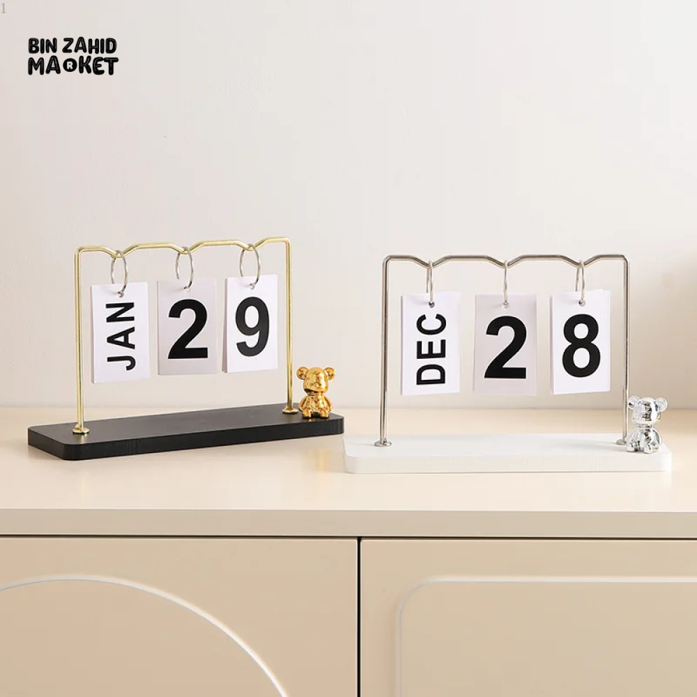 CREATIVE IRON BEAR METAL DESK CALENDAR LIGHT LUXURY DECOR FOR HOME BEDROOM LIVING ROOM & OFFICE