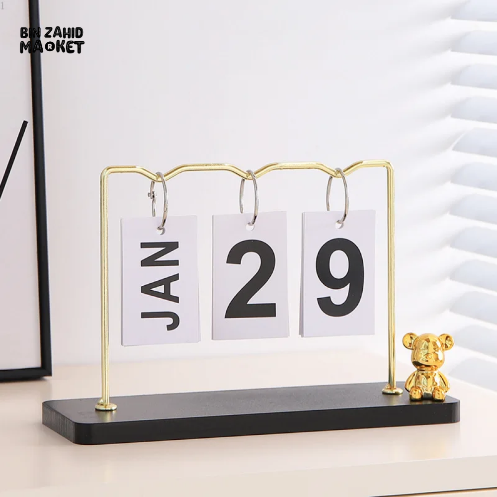 CREATIVE IRON BEAR METAL DESK CALENDAR LIGHT LUXURY DECOR FOR HOME BEDROOM LIVING ROOM & OFFICE