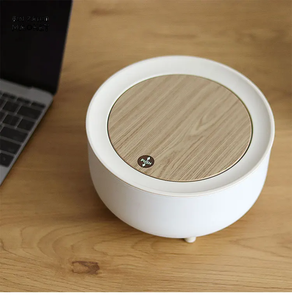 CREATIVE MINI DESKTOP TRASH CAN WITH LID – BEDROOM OFFICE COFFEE TABLE WASTE BIN TABLE TOP