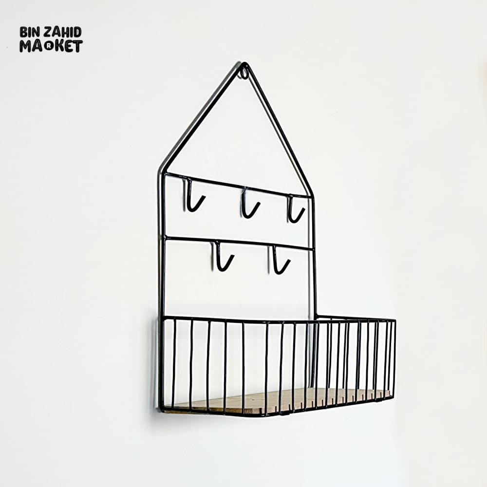 CREATIVE WALL-MOUNTED SHELF - HOOKS Black