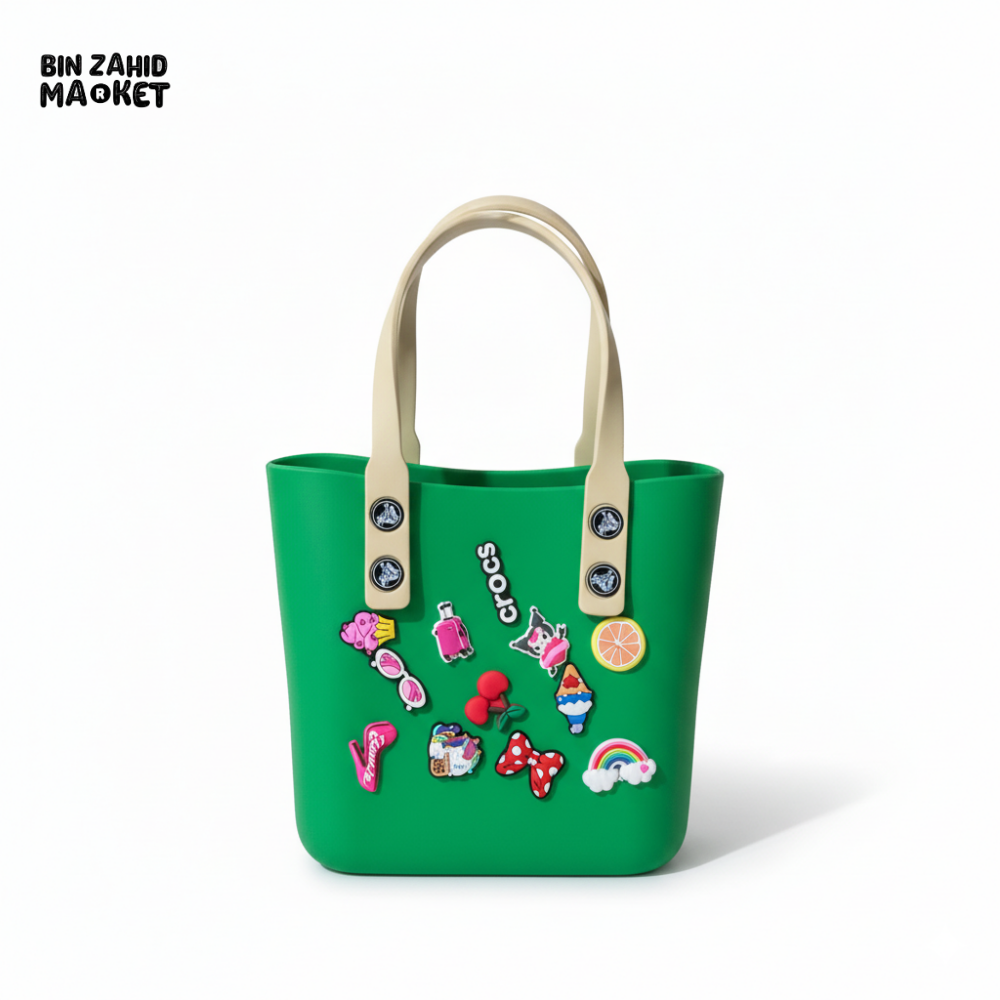 CROCS VITANGE TOTE HAND BAG EXCLUSIVE - GREEN & BEIGE