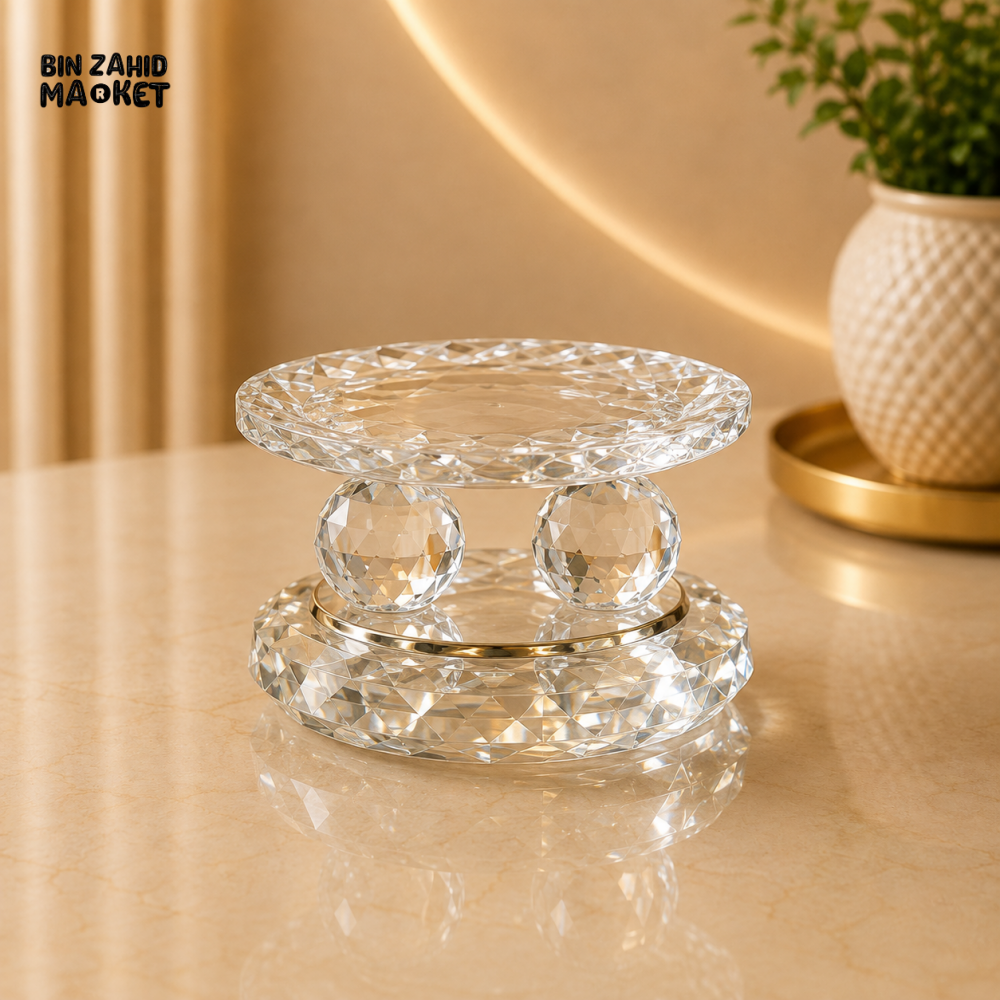 CRYSTAL DOUBLE BALL DECORATIVE DISPLAY STAND