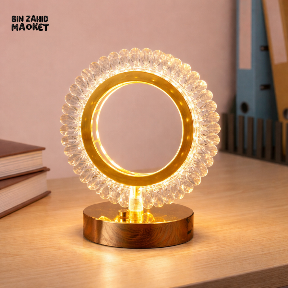 CRYSTAL RING LED RECHARGEABLE TABLE LAMP
