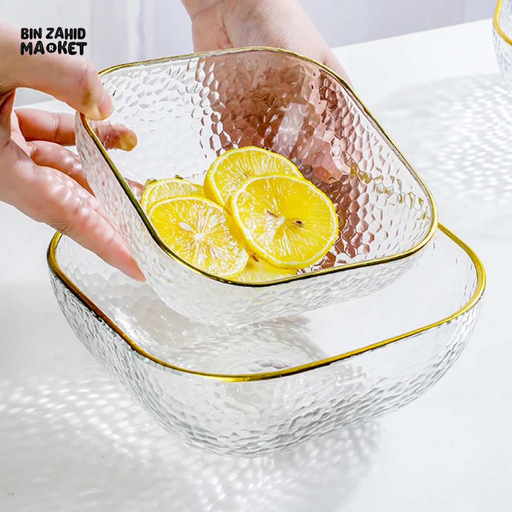 CRYSTAL SQUARE BOWL – VERSATILE TABLEWARE FOR SALAD DESSERT SOUP NOODLES & FRUITS PERFECT FOR HOME USE