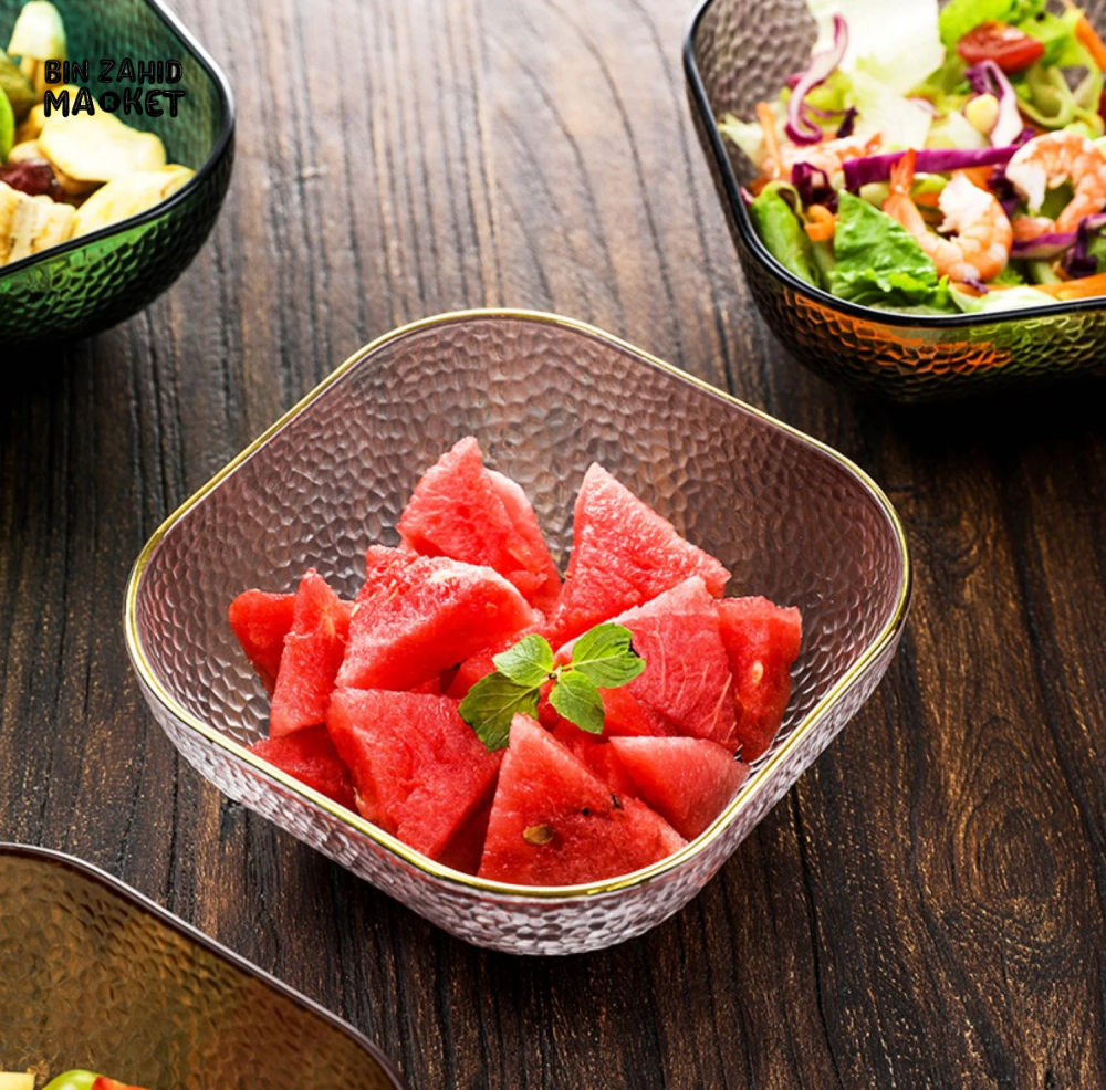 CRYSTAL SQUARE BOWL – VERSATILE TABLEWARE FOR SALAD DESSERT SOUP NOODLES & FRUITS PERFECT FOR HOME USE