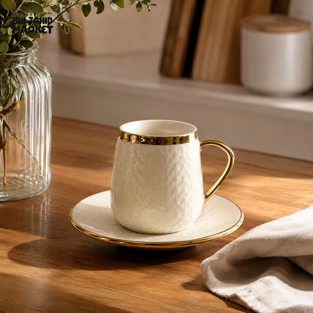 CUP N SAUCER STONE HEAVY SET - 6 PIECE - Cups & Saucers