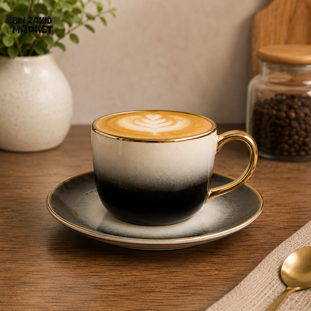 CUP & SAUCER STONE HEAVY - Cups & Saucers