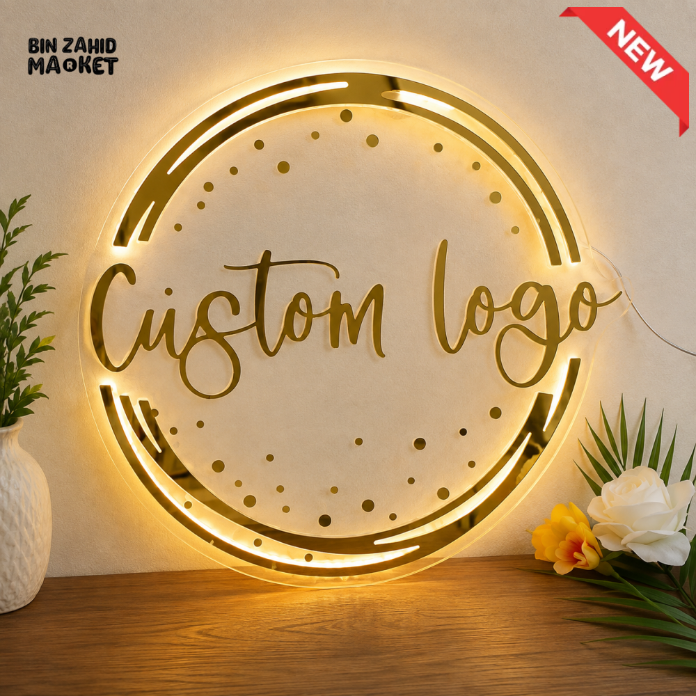 CUSTOM ROUND LED ACRYLIC BUSINESS LOGO SIGN - 16 X 16 INCHES
