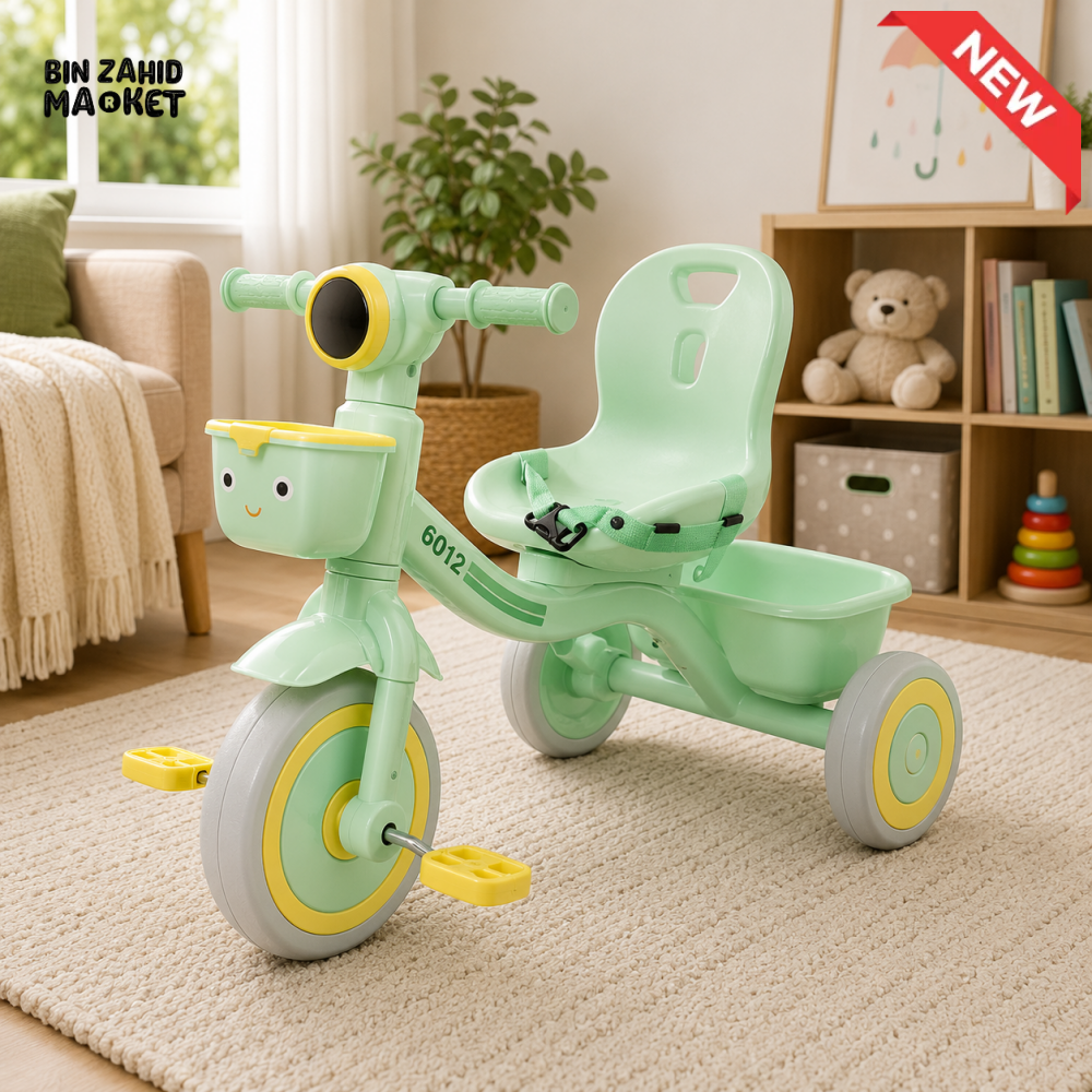 CUTE BABY PEDAL TRICYCLE WITH BACKREST - GREEN
