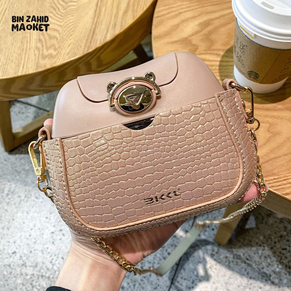 CUTE BAG SHAPED WATER BOTTLE WITH PORTABLE STRAW CUP - BLUSH PINK