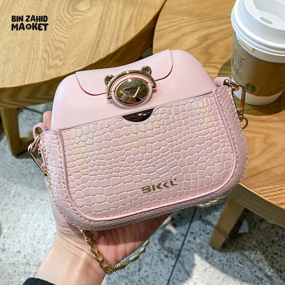 CUTE BAG SHAPED WATER BOTTLE WITH PORTABLE STRAW CUP - PINK