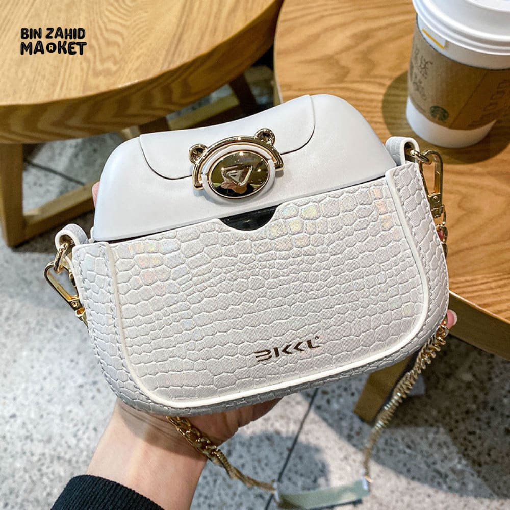 CUTE BAG SHAPED WATER BOTTLE WITH PORTABLE STRAW CUP - WHITE