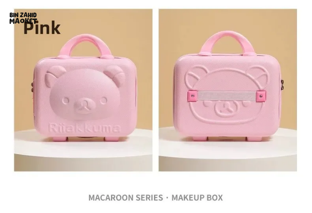 CUTE BEAR CARTOON PASSWORD BOX LARGE CAPACITY PORTABLE TRAVEL SUITCASE WOMEN'S HANGING BAG WITH HANDHELD LUGGAGE & ZIPPER CLOSURE