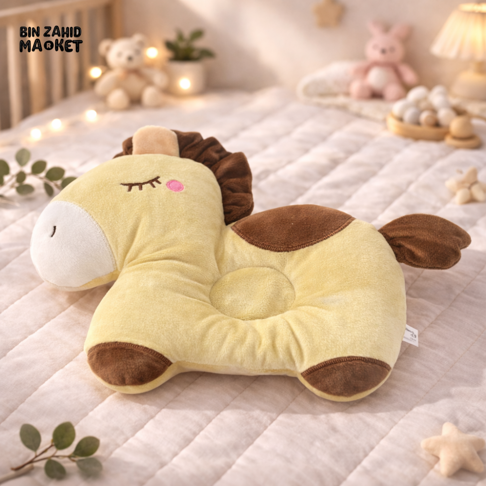 CUTE BEIGE UNICORN SHAPING PILLOW – SOFT NEWBORN SUPPORT CUSHION