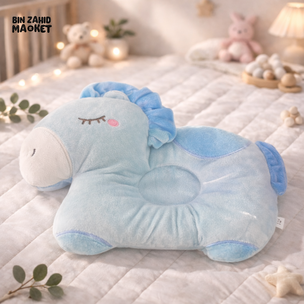 CUTE BLUE UNICORN SHAPING PILLOW – SOFT NEWBORN SUPPORT CUSHION