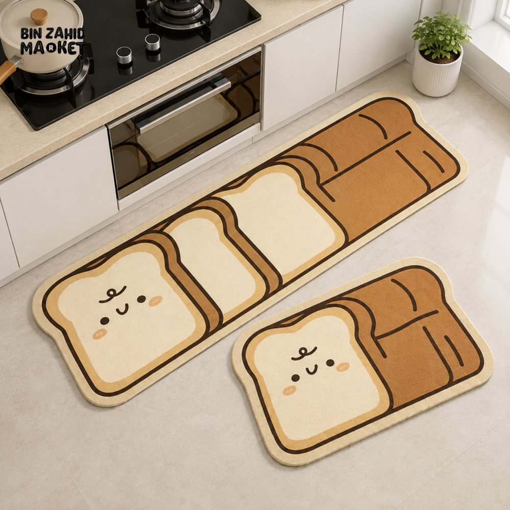 CUTE BREAD DESIGN KITCHEN MAT SET