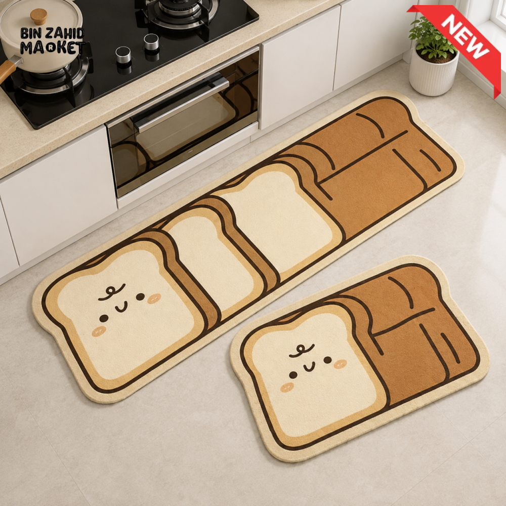 CUTE BREAD DESIGN KITCHEN MAT SET