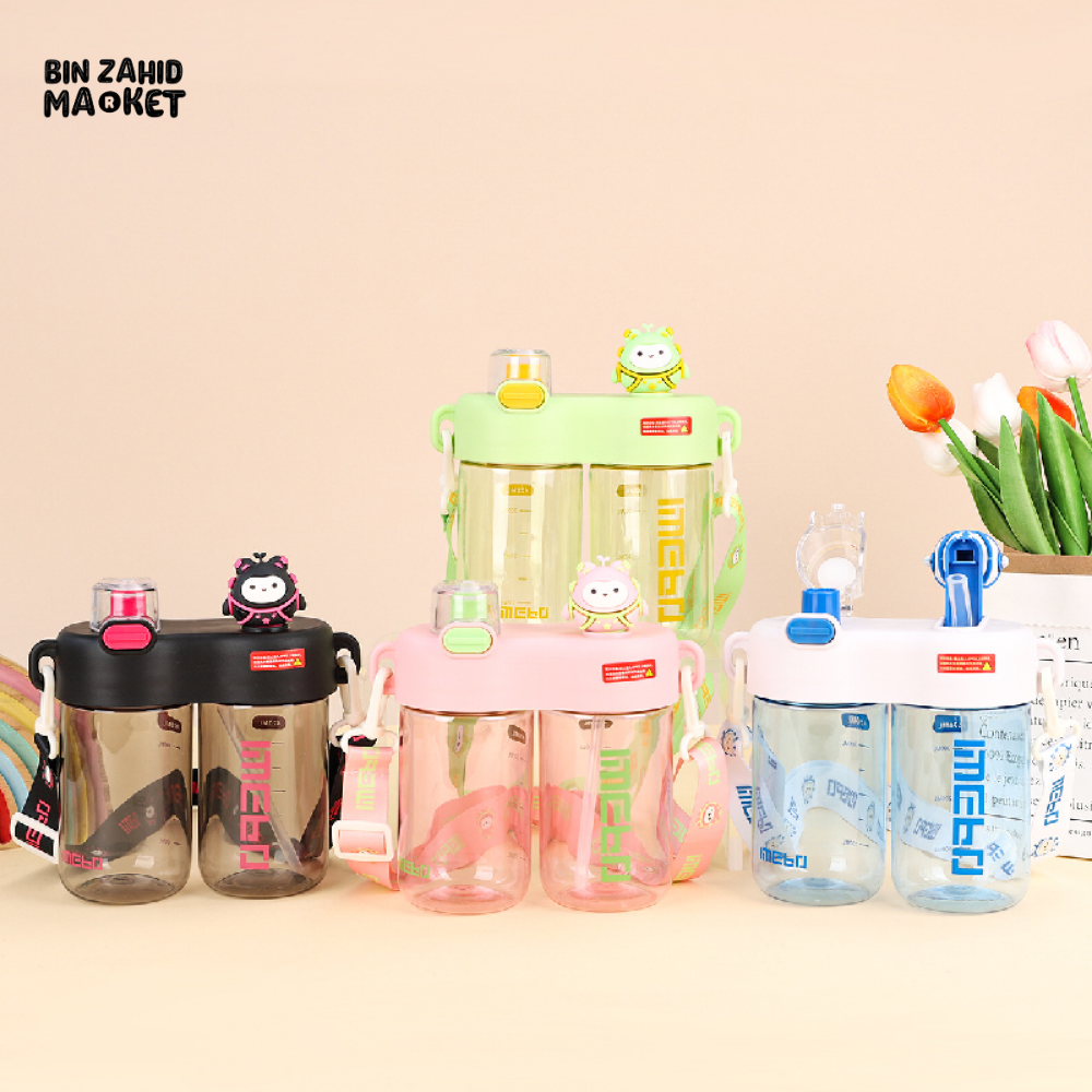 CUTE CARTOON SIPPY CUP FOR KIDS – LEAK-PROOF PORTABLE DESIGN WITH STRAW DOUBLE CUP HIGH CAPACITY IDEAL FOR SCHOOL & TRAVEL