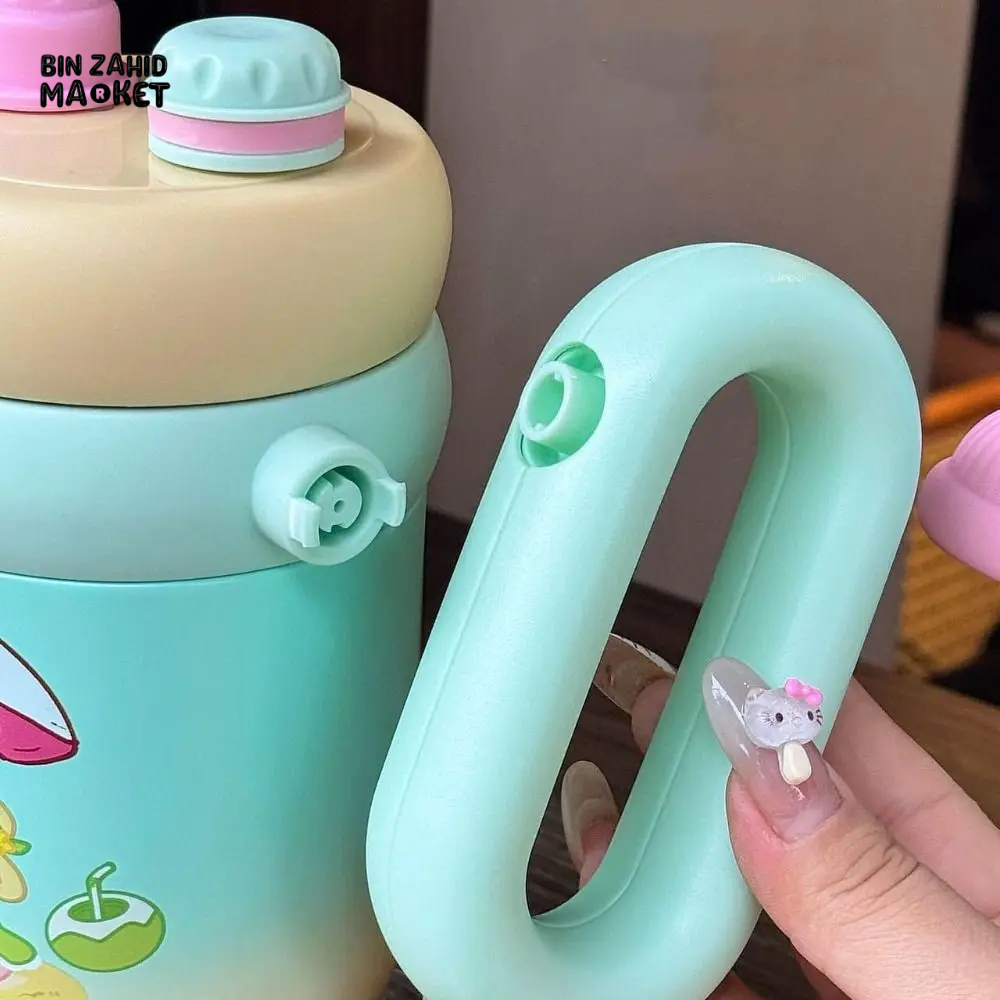 CUTE KAWAII INSULATED TUMBLER SIPPER 800ML WITH HANDLE & STRAW LEAKPROOF & STAINLESS STEEL