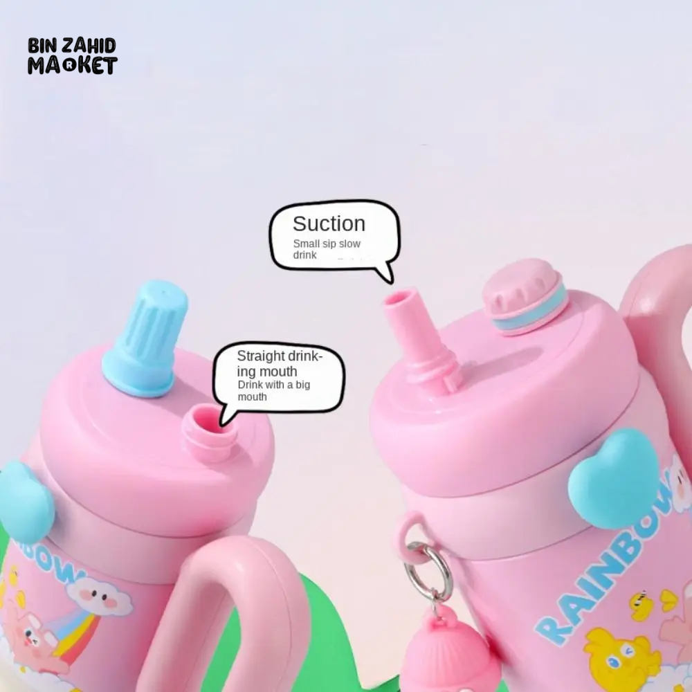 CUTE KAWAII INSULATED TUMBLER SIPPER 800ML WITH HANDLE & STRAW LEAKPROOF & STAINLESS STEEL