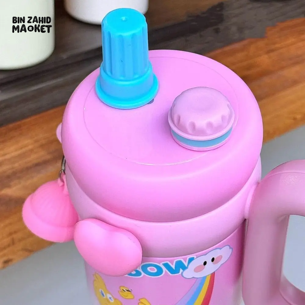 CUTE KAWAII INSULATED TUMBLER SIPPER 800ML WITH HANDLE & STRAW LEAKPROOF & STAINLESS STEEL