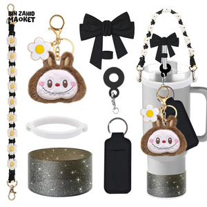CUTE LABUBU KEYCHAIN – CARTOON DOLL BAG CHARM & STANLEY ACCESSORY - BLACK