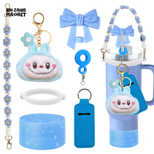 CUTE LABUBU KEYCHAIN – CARTOON DOLL BAG CHARM & STANLEY ACCESSORY - BLUE