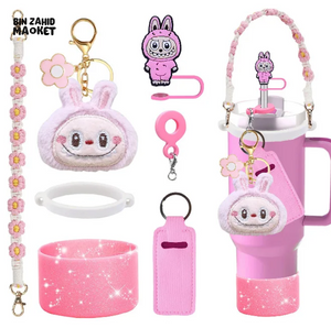 CUTE LABUBU KEYCHAIN – CARTOON DOLL BAG CHARM & STANLEY ACCESSORY - LIGHT PINK
