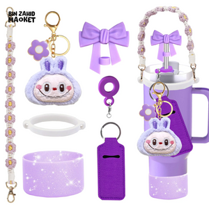 CUTE LABUBU KEYCHAIN – CARTOON DOLL BAG CHARM & STANLEY ACCESSORY - PURPLE