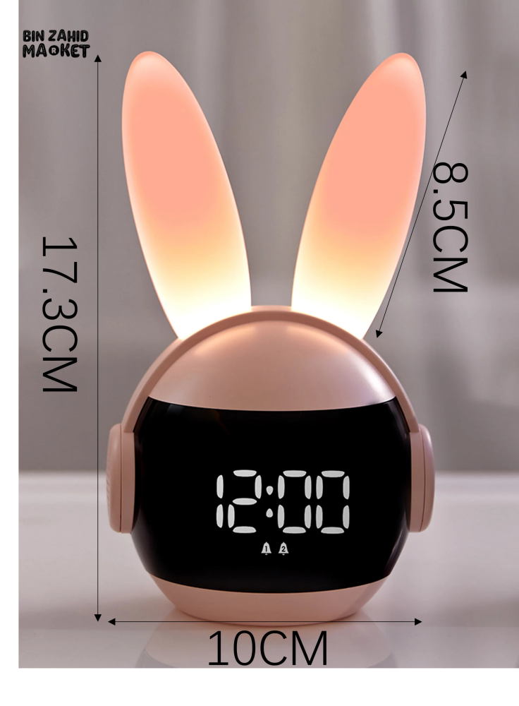 CUTE RABBIT LED ALARM CLOCK NIGHT LIGHT & DIGITAL DISPLAY