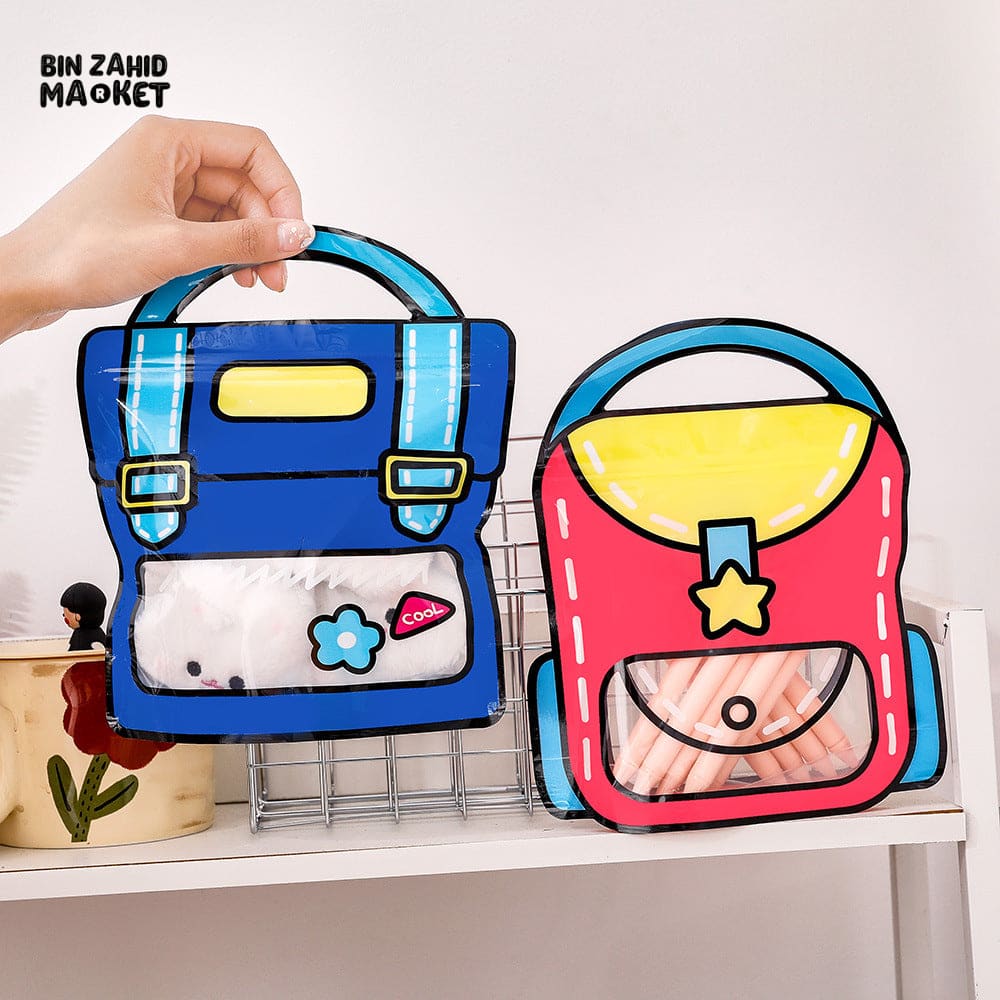 CUTE SCHOOL BAG SHAPE SNACK PACKAGING BAGS FOR KIDS 4 PIECES