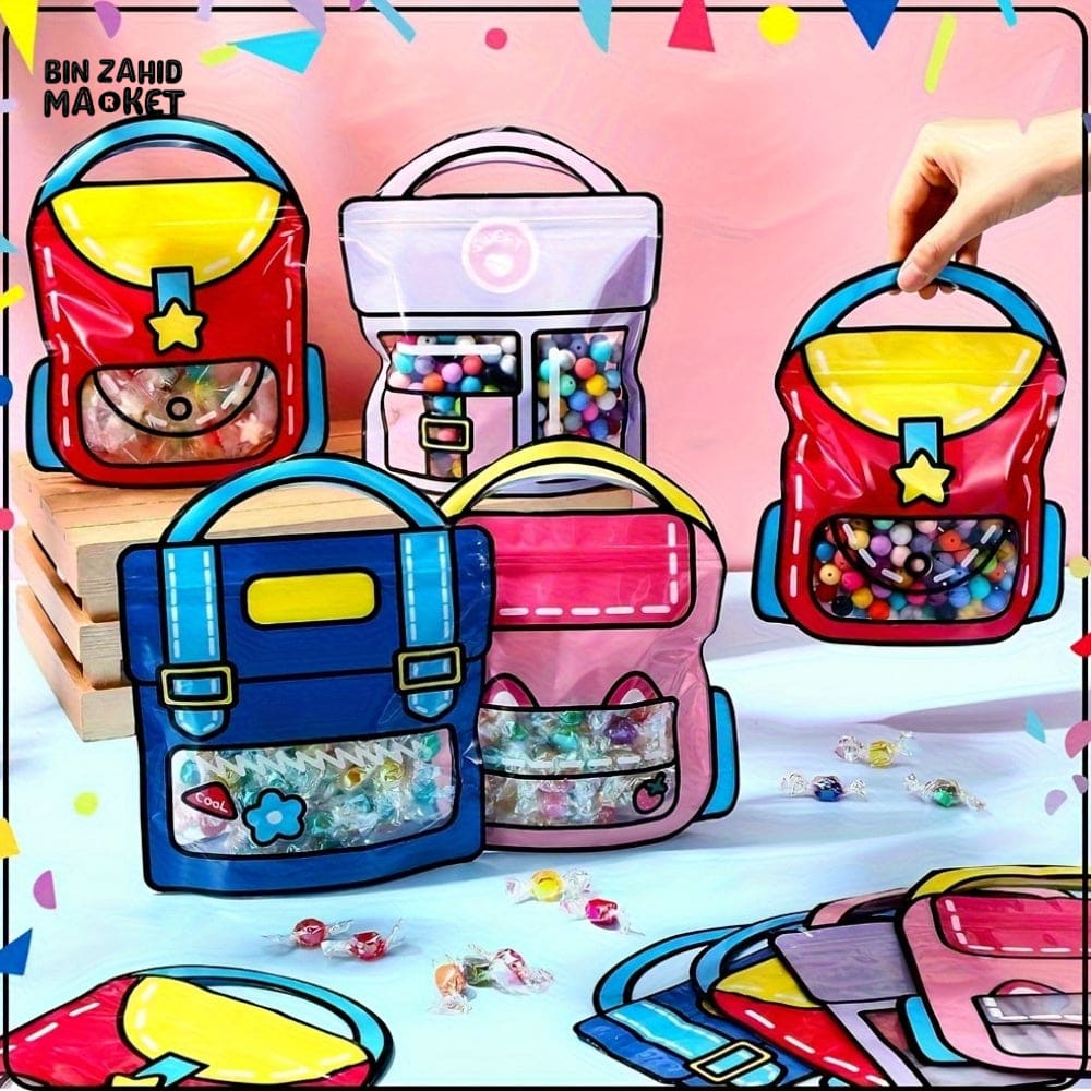 CUTE SCHOOL BAG SHAPE SNACK PACKAGING BAGS FOR KIDS 4 PIECES