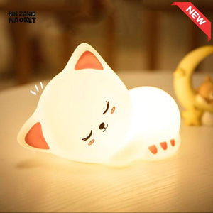 CUTE SILICONE LED NIGHT LIGHT USB RECHARGEABLE TOUCH CONTROL - CAT