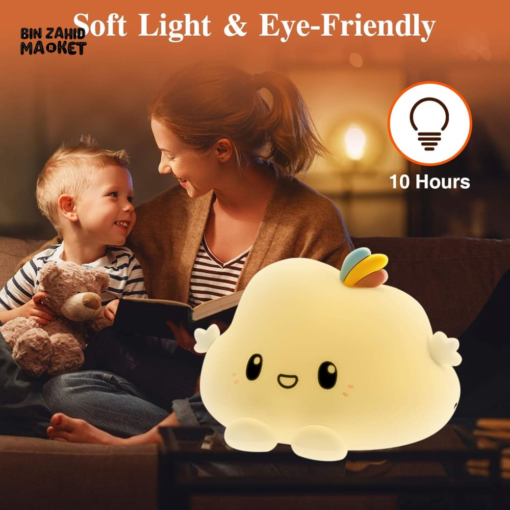 CUTE SILICONE LED NIGHT LIGHT USB RECHARGEABLE TOUCH CONTROL - CLOUD