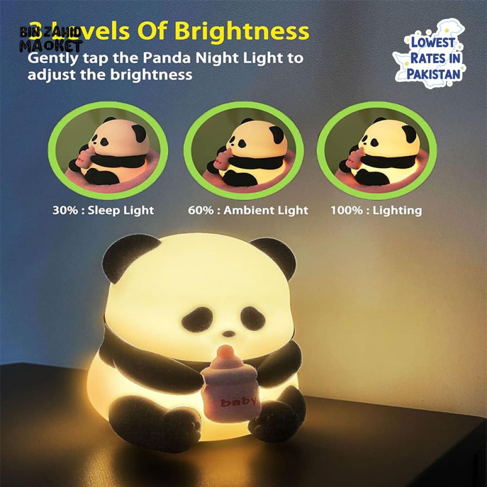 CUTE SILICONE LED NIGHT LIGHT USB RECHARGEABLE TOUCH CONTROL - FEEDING PANDA
