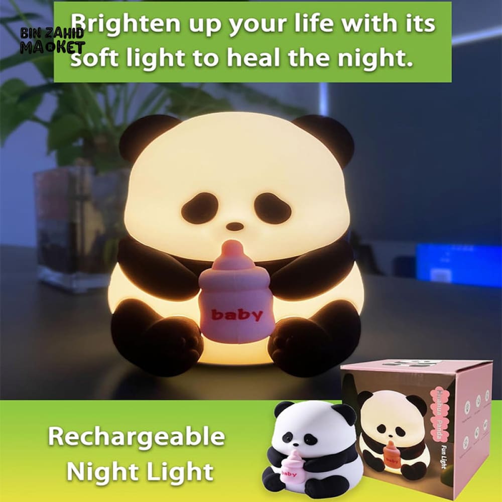 CUTE SILICONE LED NIGHT LIGHT USB RECHARGEABLE TOUCH CONTROL - FEEDING PANDA