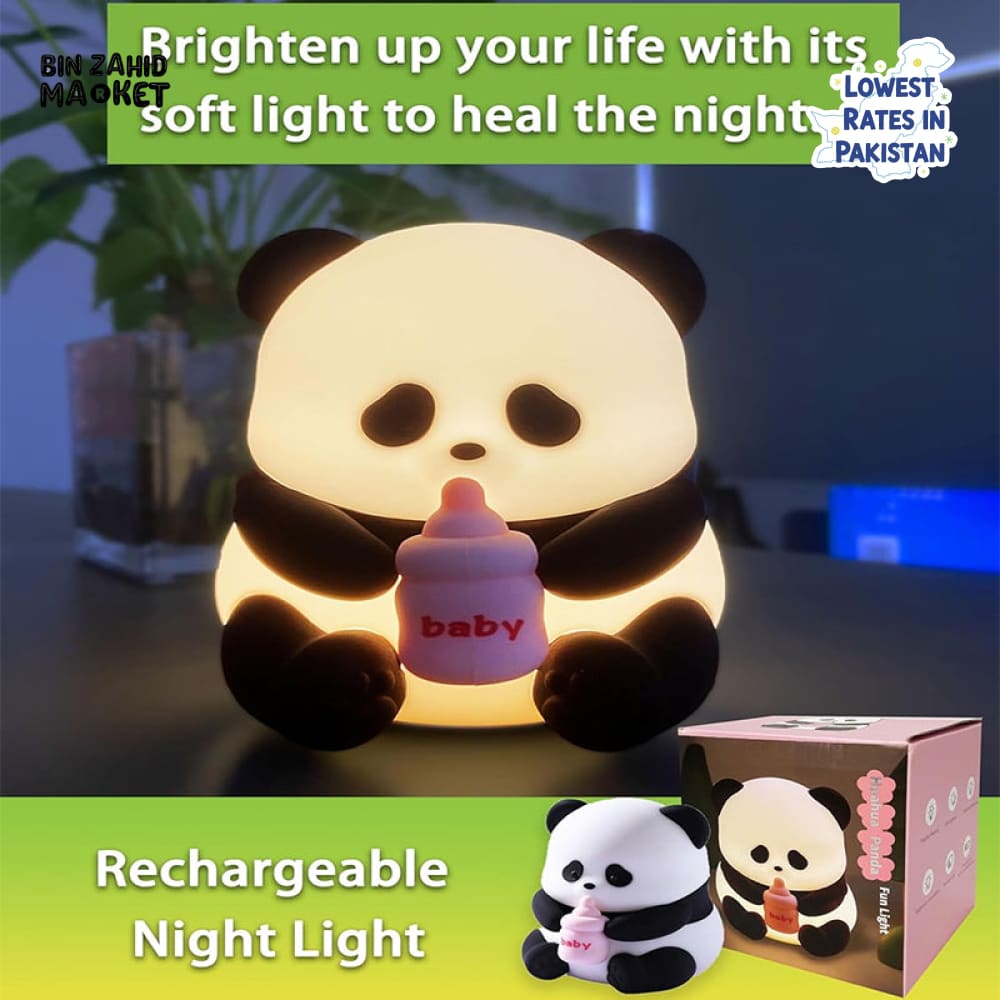 CUTE SILICONE LED NIGHT LIGHT USB RECHARGEABLE TOUCH CONTROL - FEEDING PANDA