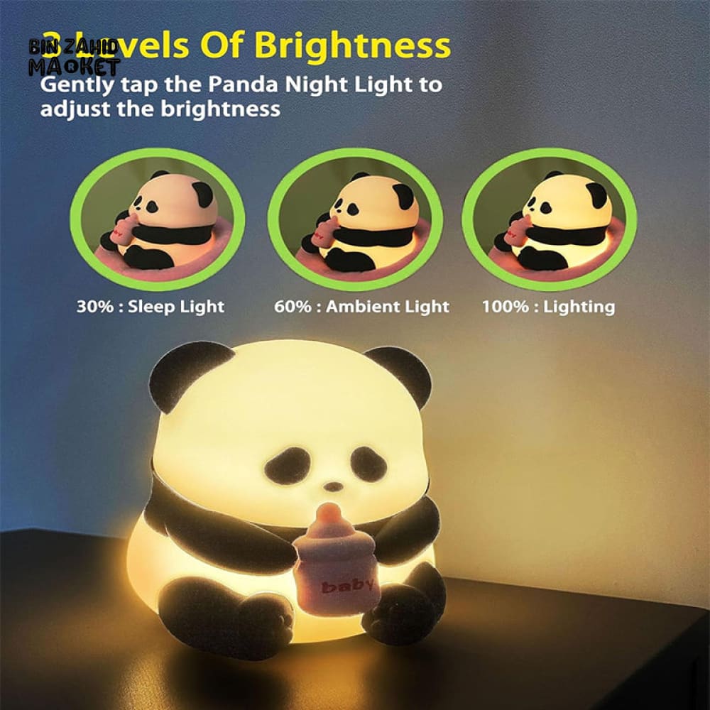 CUTE SILICONE LED NIGHT LIGHT USB RECHARGEABLE TOUCH CONTROL - FEEDING PANDA