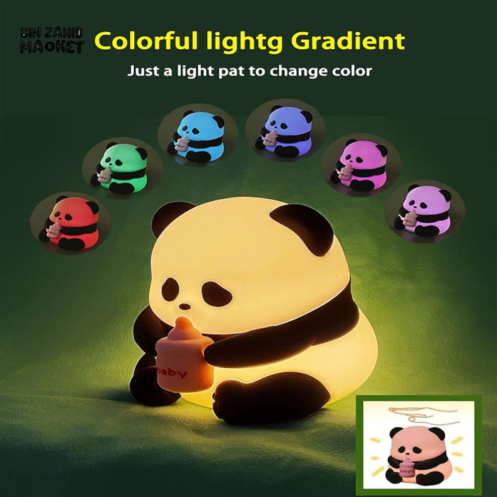 CUTE SILICONE LED NIGHT LIGHT USB RECHARGEABLE TOUCH CONTROL - FEEDING PANDA