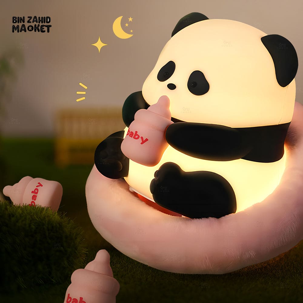 CUTE SILICONE LED NIGHT LIGHT USB RECHARGEABLE TOUCH CONTROL - FEEDING PANDA