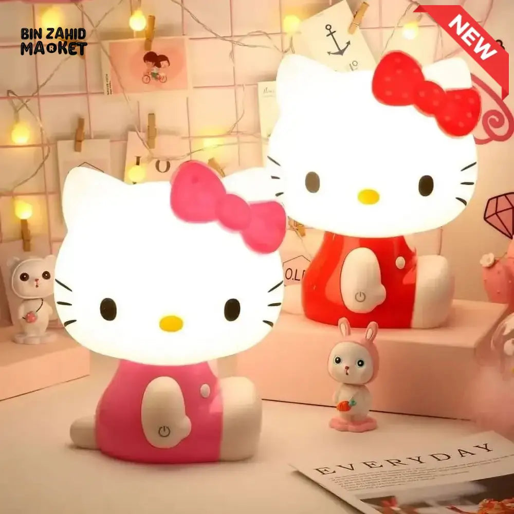 CUTE SILICONE LED NIGHT LIGHT USB RECHARGEABLE TOUCH CONTROL - HELLO KITTY