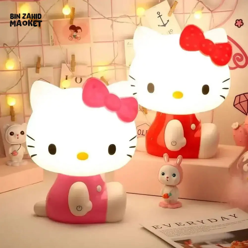 CUTE SILICONE LED NIGHT LIGHT USB RECHARGEABLE TOUCH CONTROL - HELLO KITTY