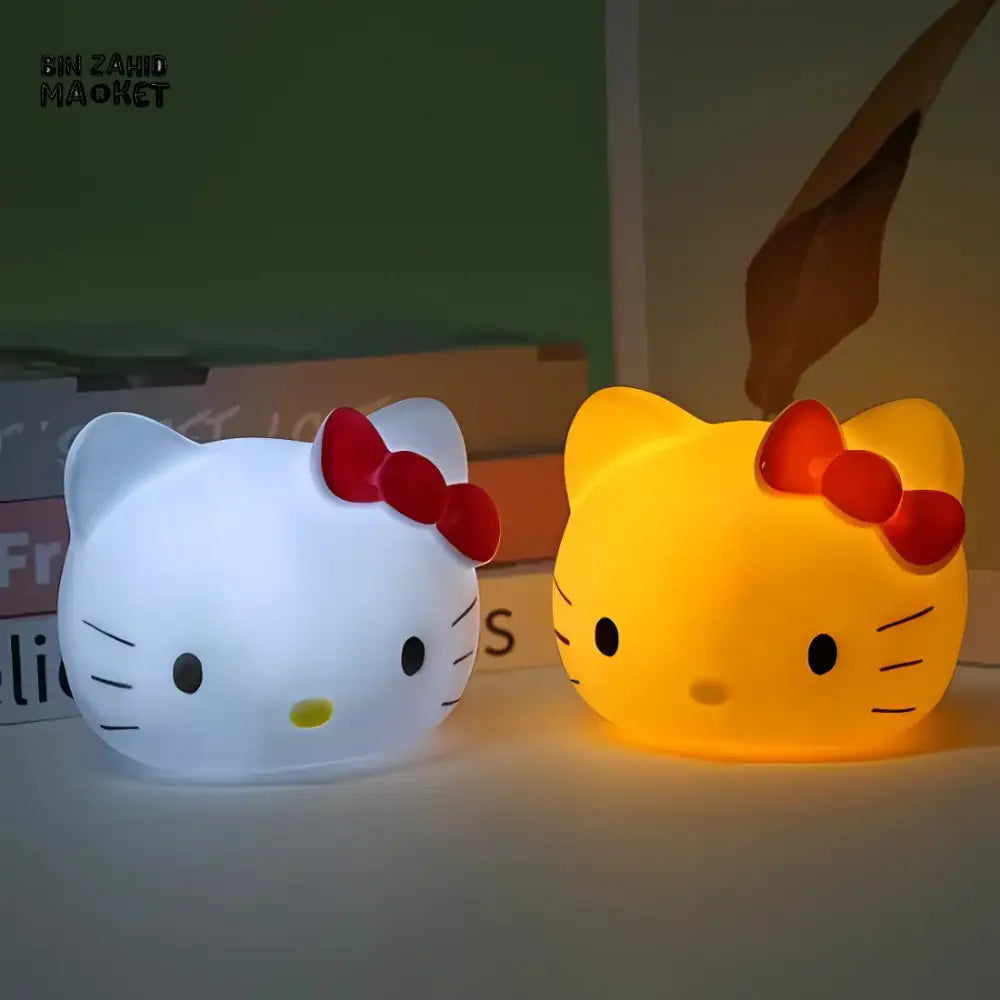 CUTE SILICONE LED NIGHT LIGHT USB RECHARGEABLE TOUCH CONTROL - HELLO KITTY HEAD