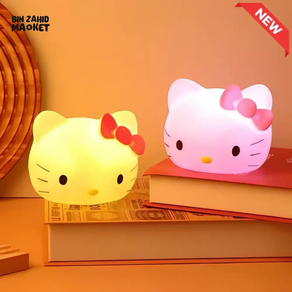 CUTE SILICONE LED NIGHT LIGHT USB RECHARGEABLE TOUCH CONTROL - HELLO KITTY HEAD