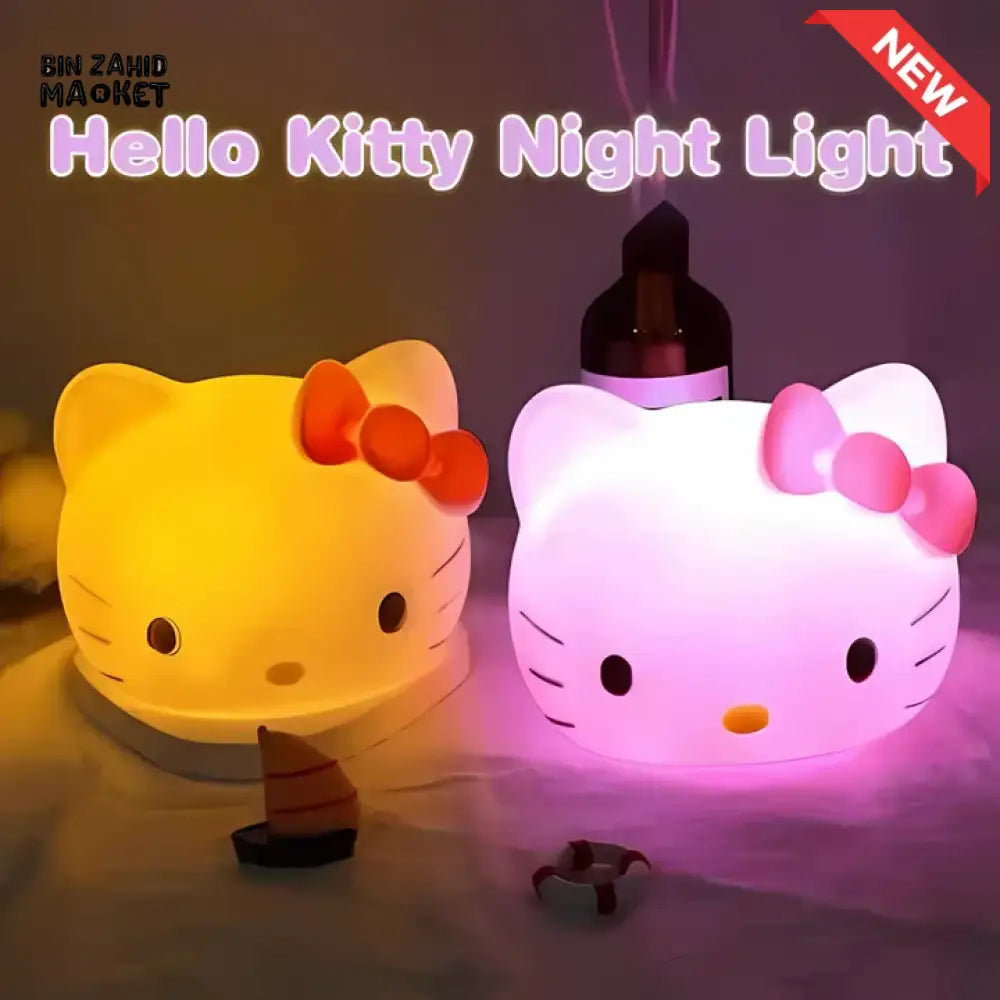 CUTE SILICONE LED NIGHT LIGHT USB RECHARGEABLE TOUCH CONTROL - HELLO KITTY HEAD